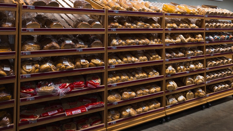bread section of grocery store