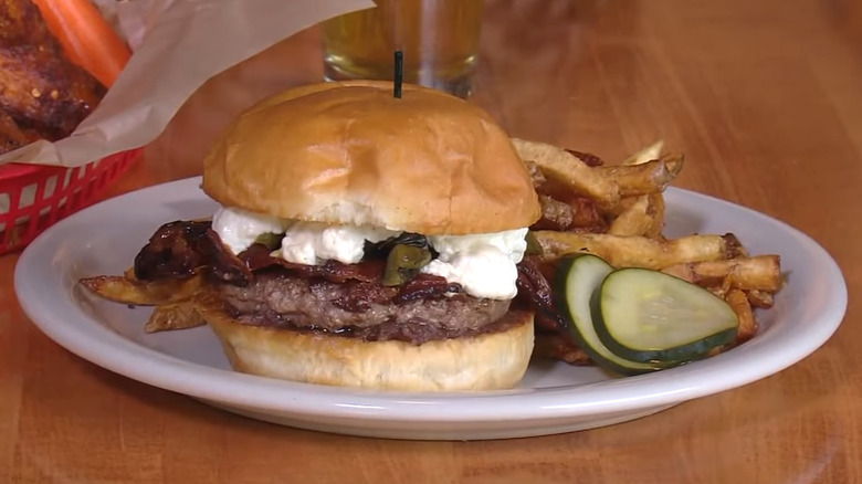 Blue Cheese burger on a plate