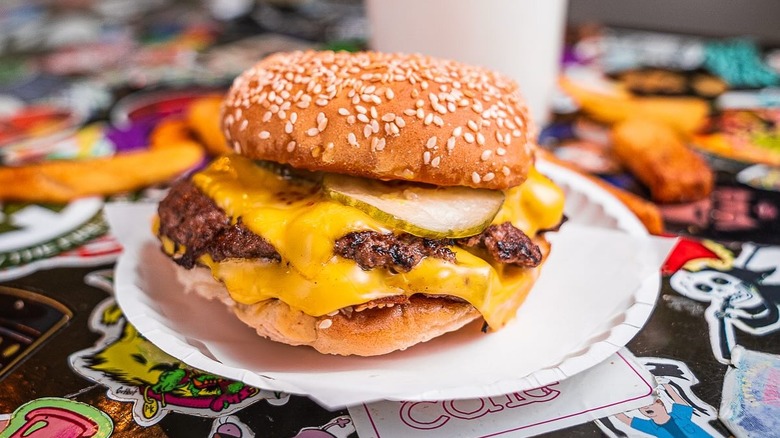 Double burger with sesame bun