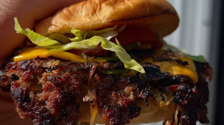 Sloppy burger with cheese