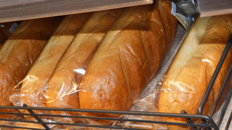 Bread loaves in store bakery section