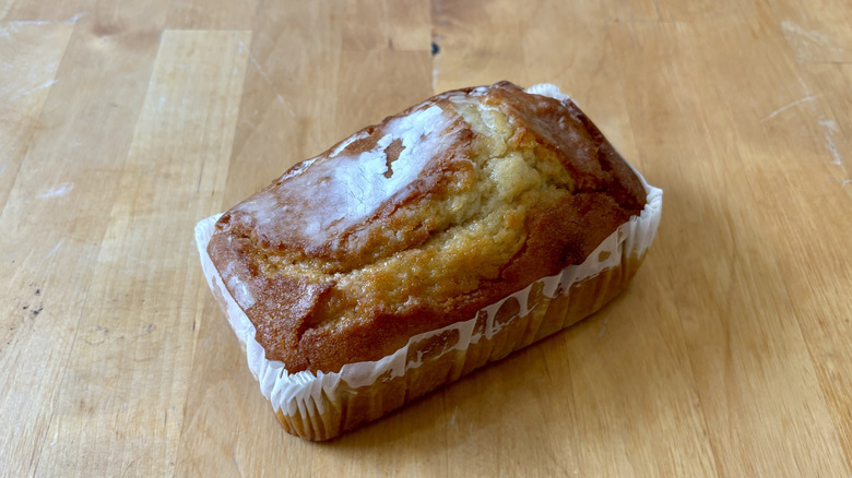 Fresh Market pound cake on wooden surface