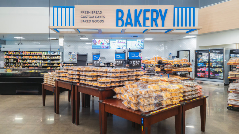Walmart bakery with cookies, muffins, and other baked goods