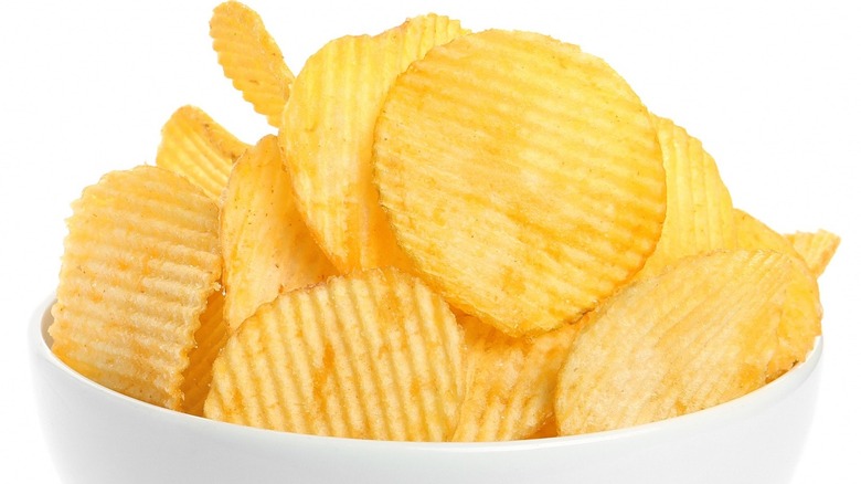 Bowls of potato chips