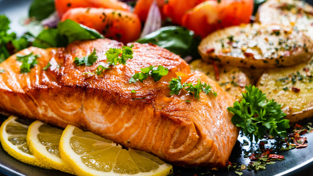 Close up of cooked salmon