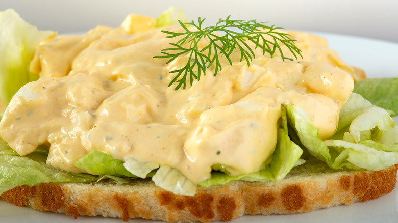 Egg salad on a piece of toast