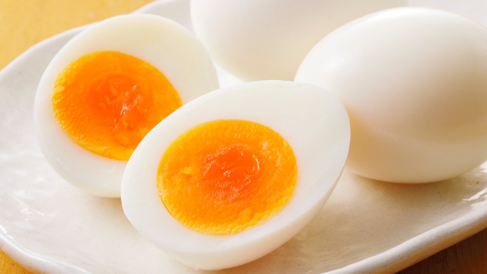 Soft-boiled egg cut in half