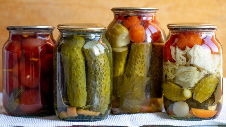 Pickled veggies in jars 