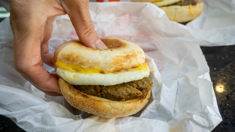 Dunkin' breakfast sandwich