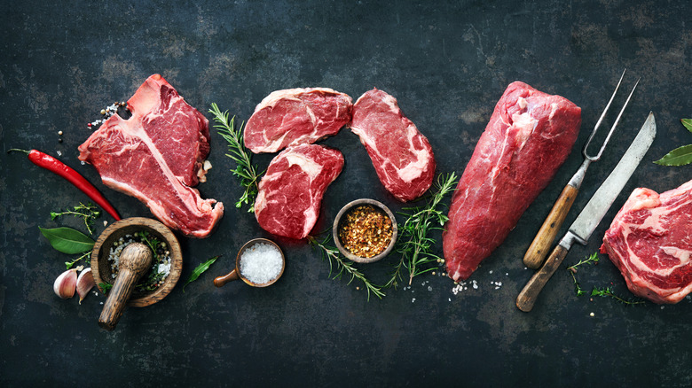 Variety of steak cuts