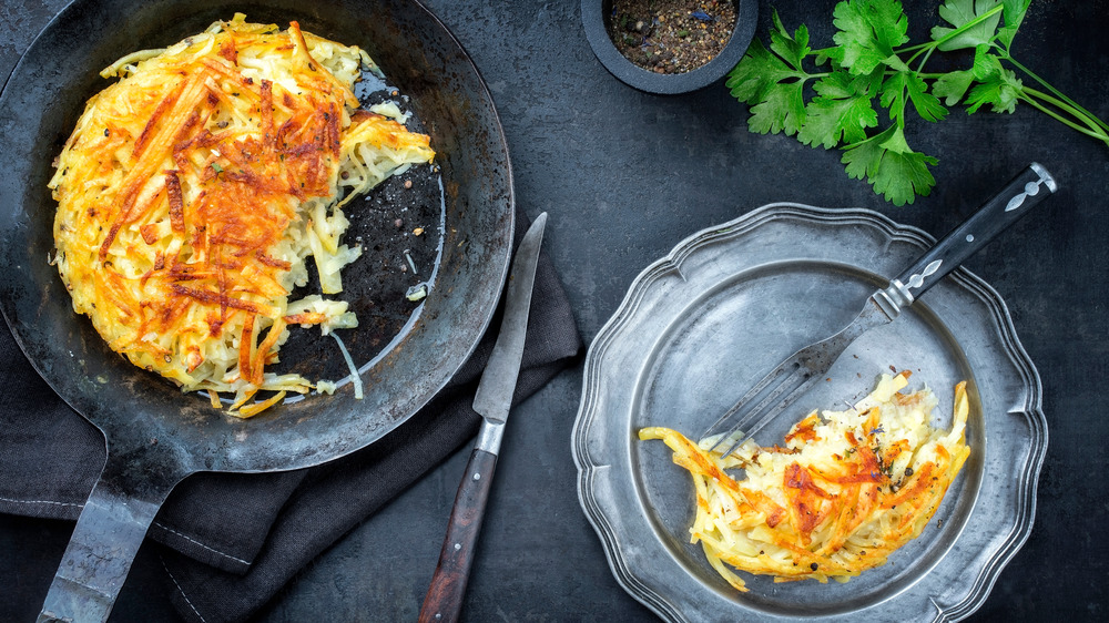 Hsh browns in pan and on plate