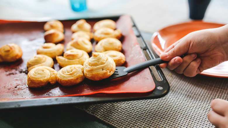 Silicone baking mat with pastries