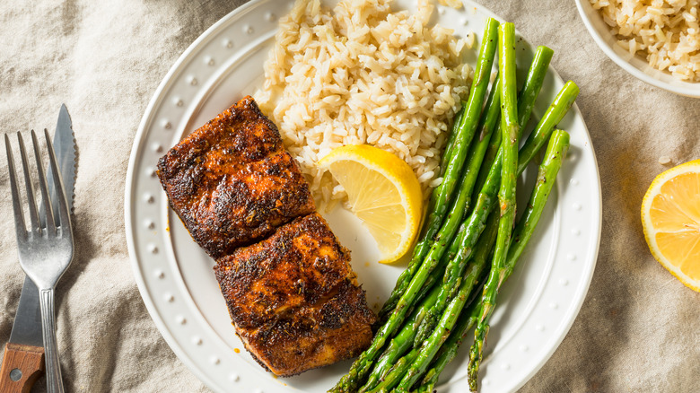 Mahi mahi with rice and vegetables