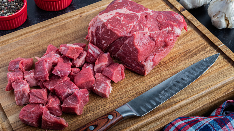 boneless beef chuck on cutting board