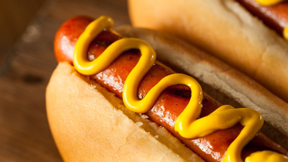 hot dog with mustard