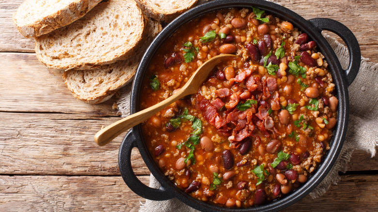 Pot of bean chili