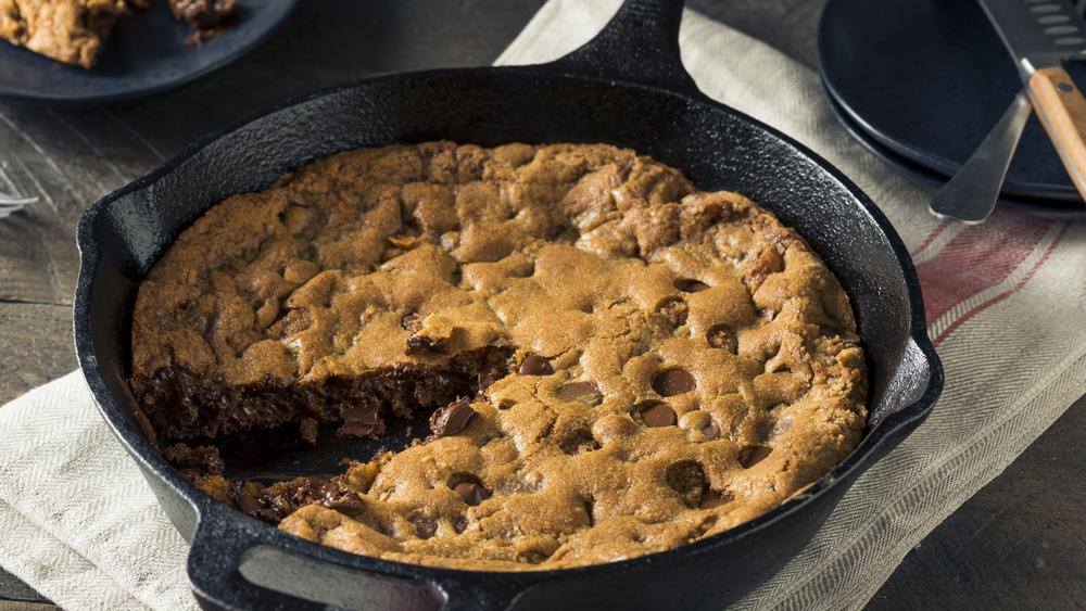 Skillet chocolate chip cookie