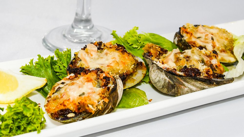 Appetizer platter of clams casino 