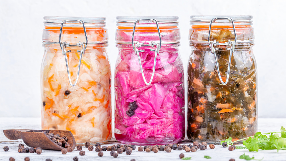 Fermenting cabbage in mason jars