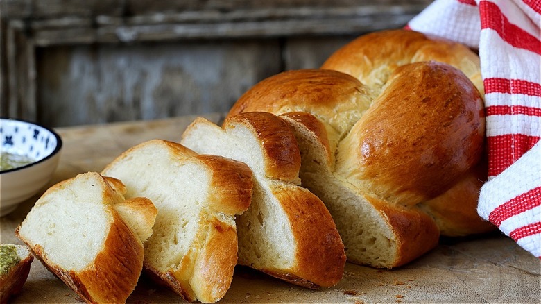 Loaf of braided challah bread