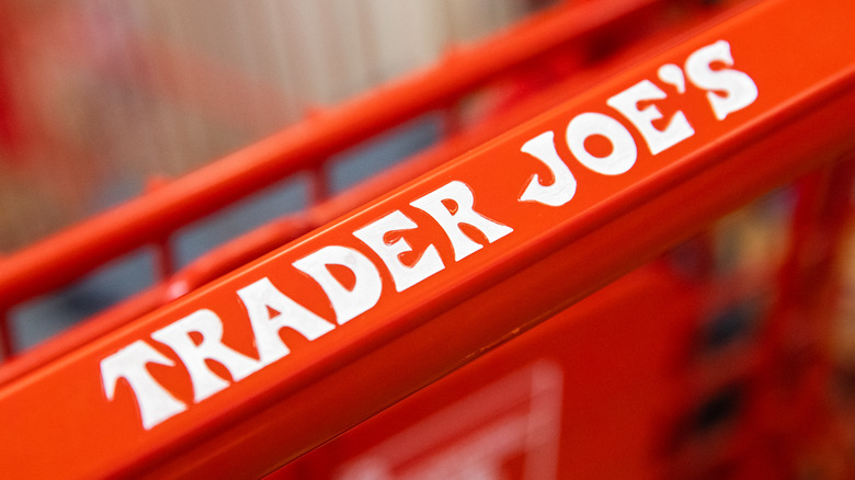 trader joe's shopping cart closeup