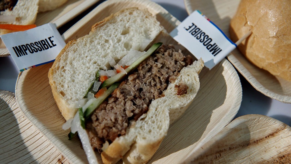 Impossible burger in basket