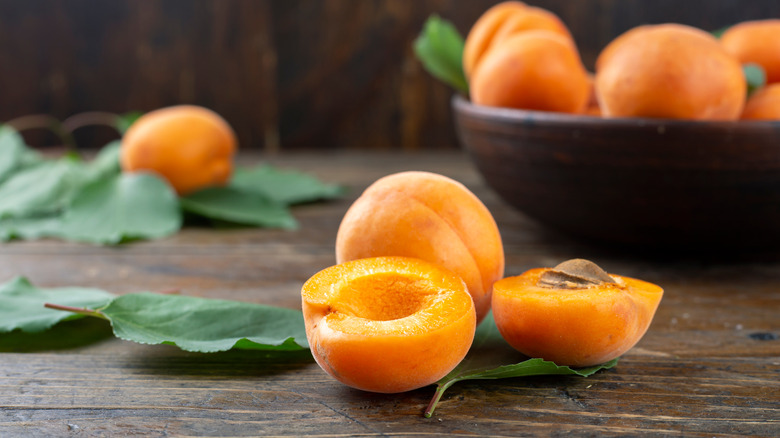 Apricot on table