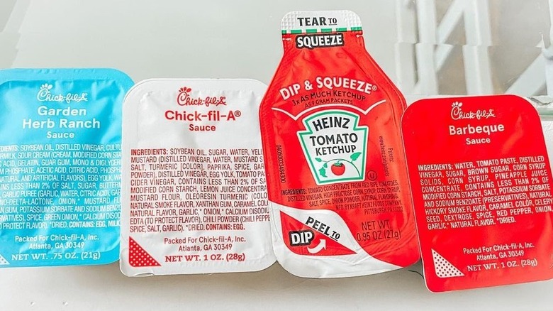 Chick-fil-A sauces and ketchup