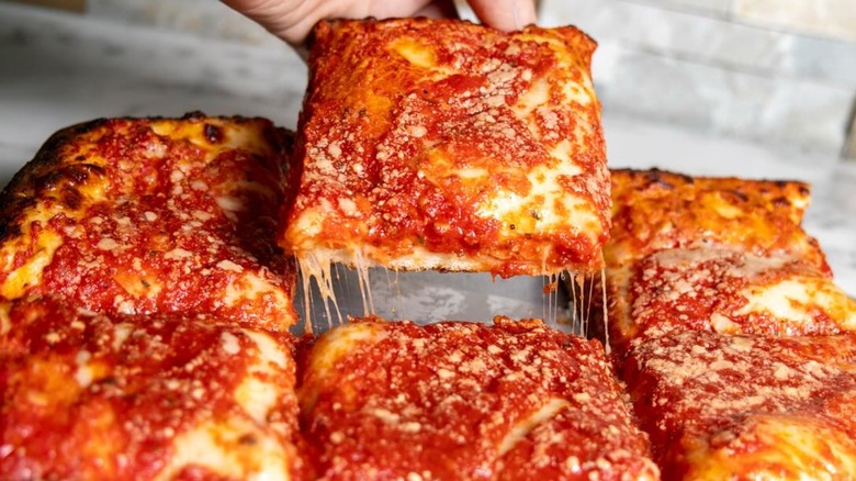 L&B Spumoni Gardens Sicilian square pizza