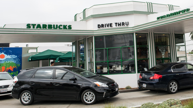 A Starbucks drive-through in Los Angeles