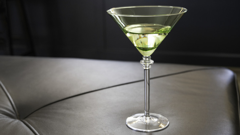 martini on a leather ottoman