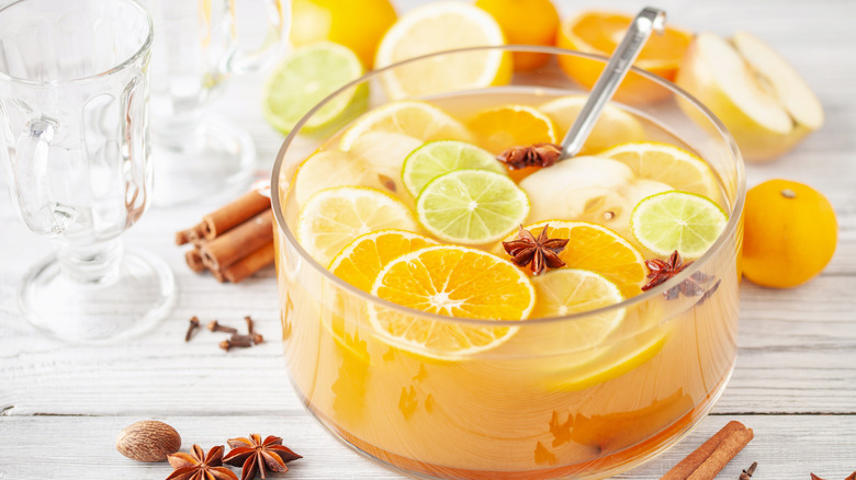 rum punch in punch bowl