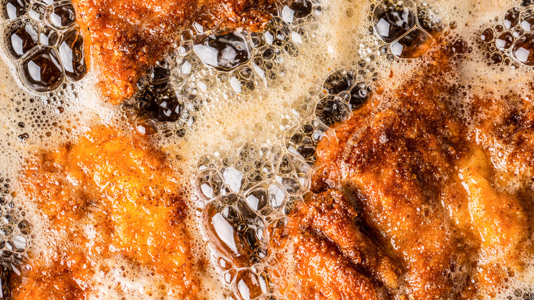 fried chicken in oil