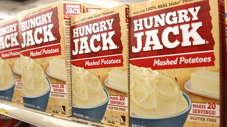 Boxes of Hungry Jack potatoes