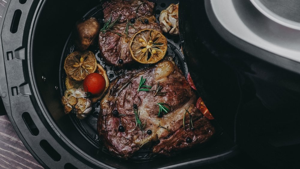 Steak cooked in air fryer