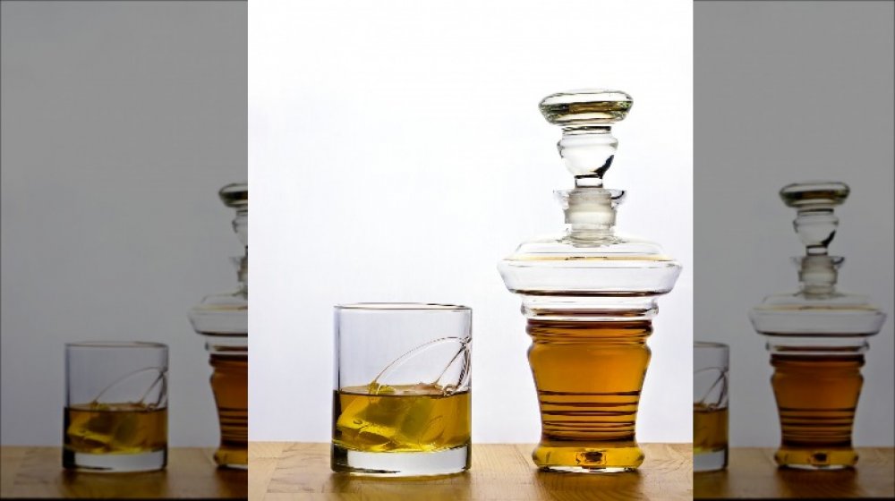 Whiskey decanter and glass