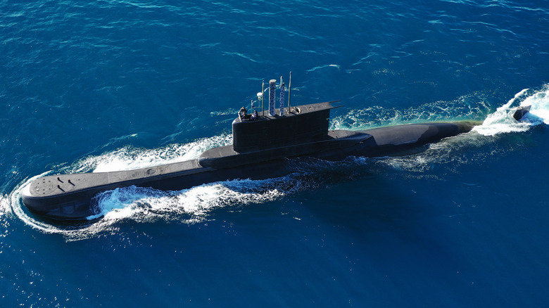 A submarine at sea