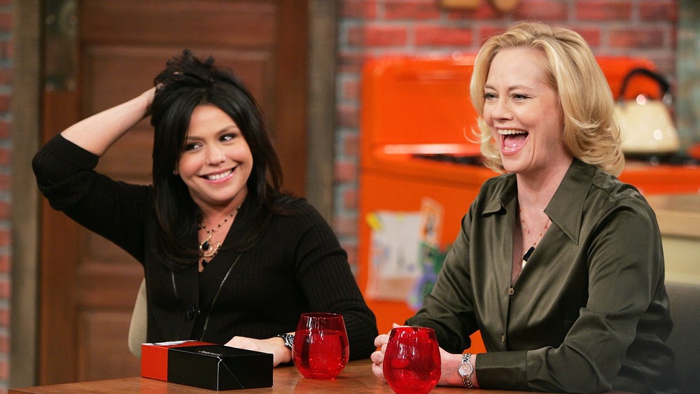 Rachael Ray with a talk show guest