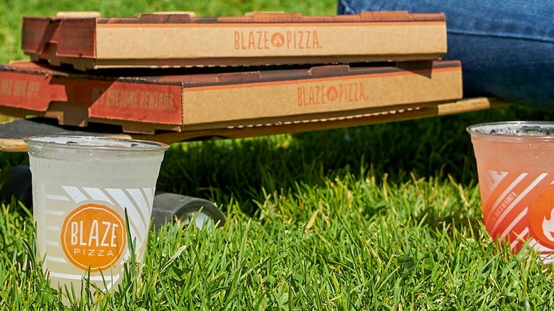 Lebron James Blaze Pizza boxes and cups