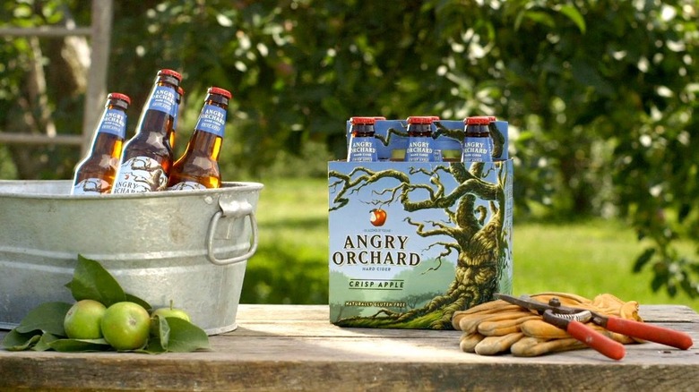 Angry Orchard cider bucket and six pack