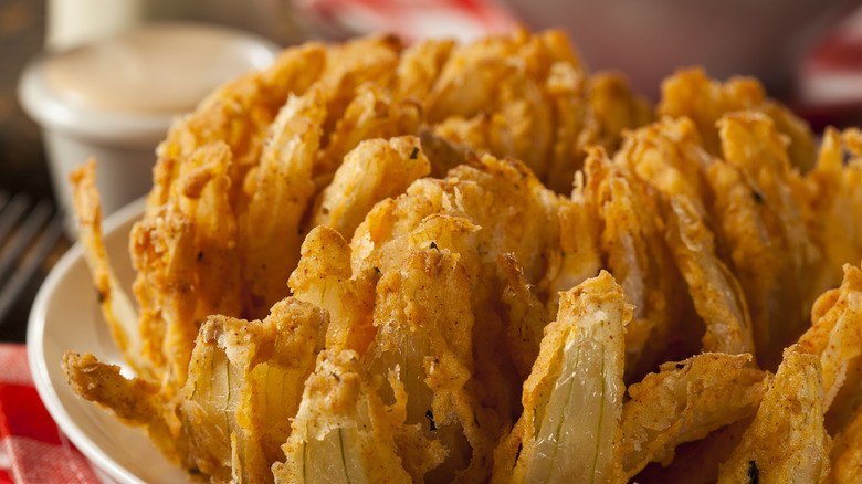 bloomin onion on a plate