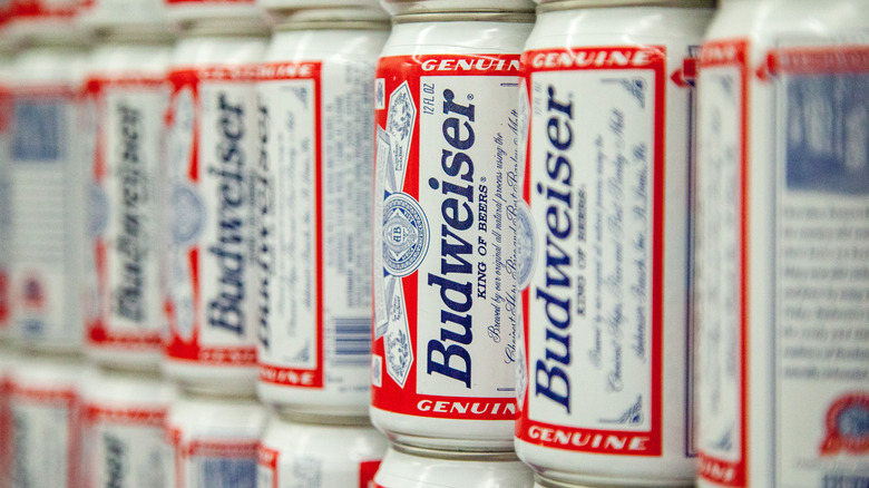 Stacked Budweiser cans