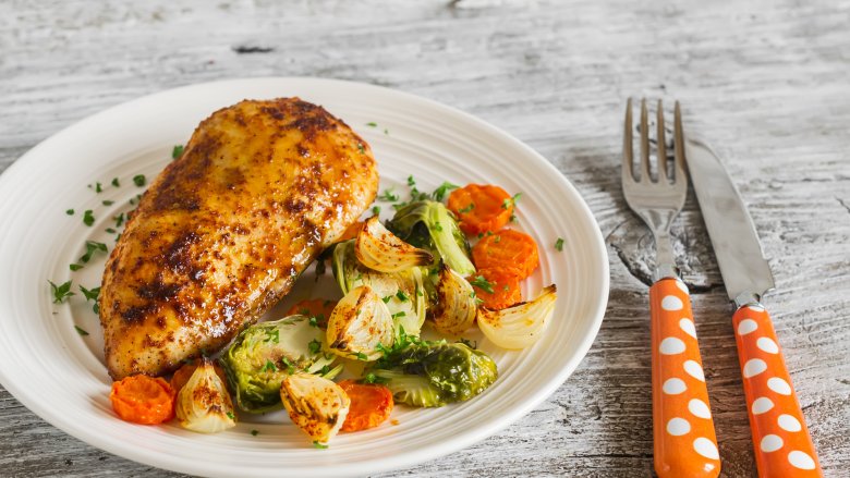 Piece of chicken on plate