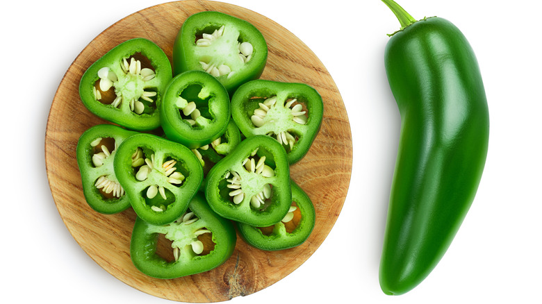 Jalapeno with chopped jalapenos in a bowl