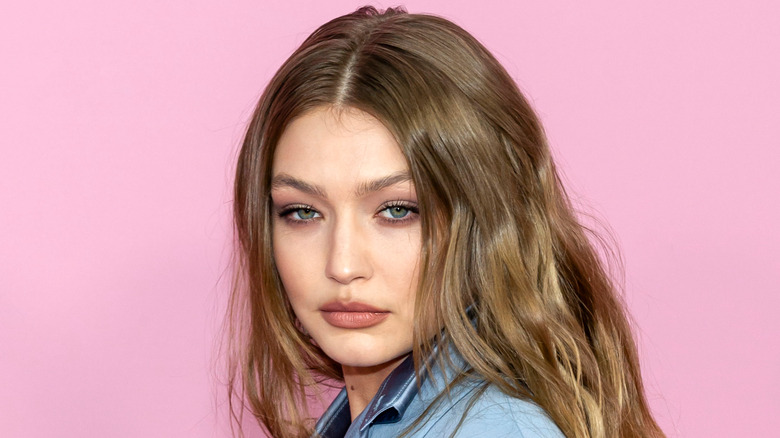 Gigi Hadid pink background