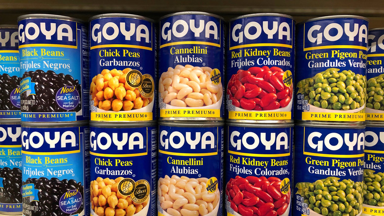 Goya beans stacked on one another