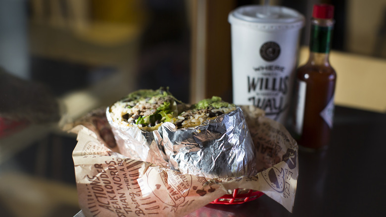 Chipotle burrito and drink