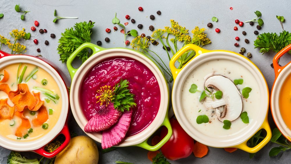 Colorful healthy soups