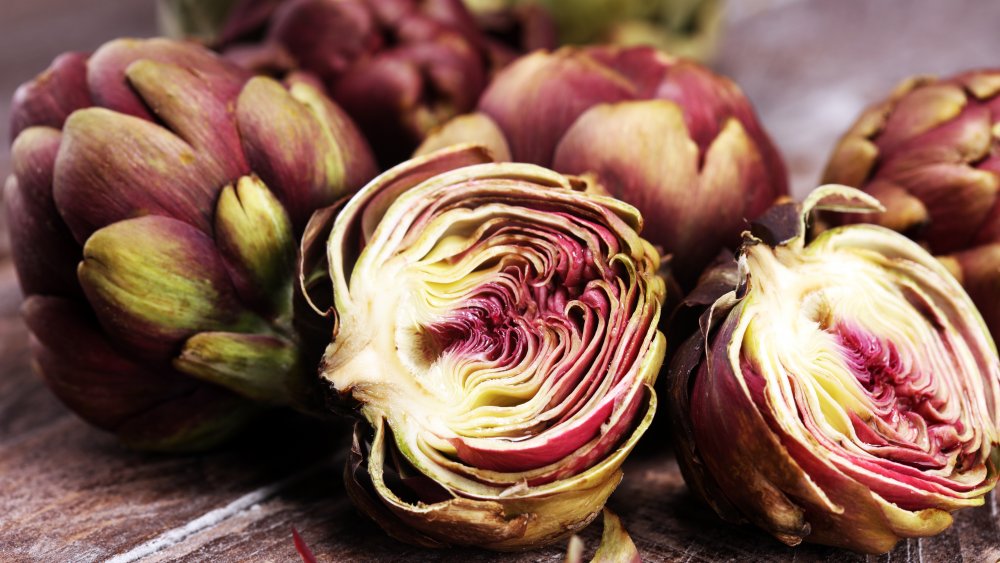 Artichokes with interior exposed