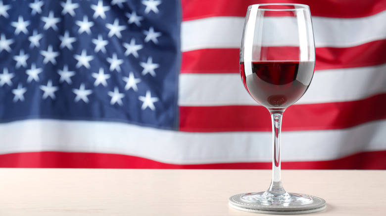 glass of wine with flag